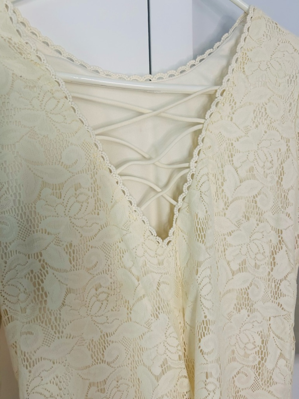 Cream  Long-Sleeve Sheath Dress - Women's Dress Size M without tag see mesures - Picture 5 of 14